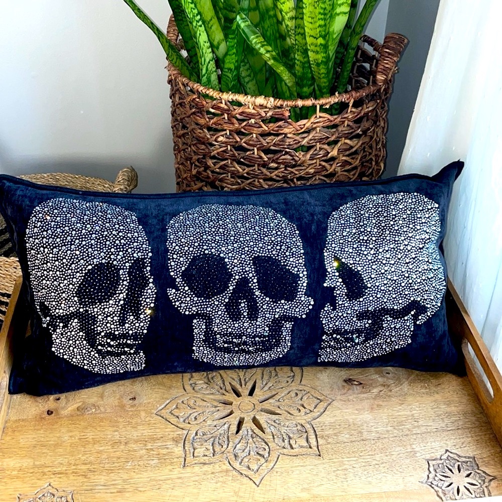 πHPππGorgeous Skull Accent Pillow πSparkling beaded design! NWT!